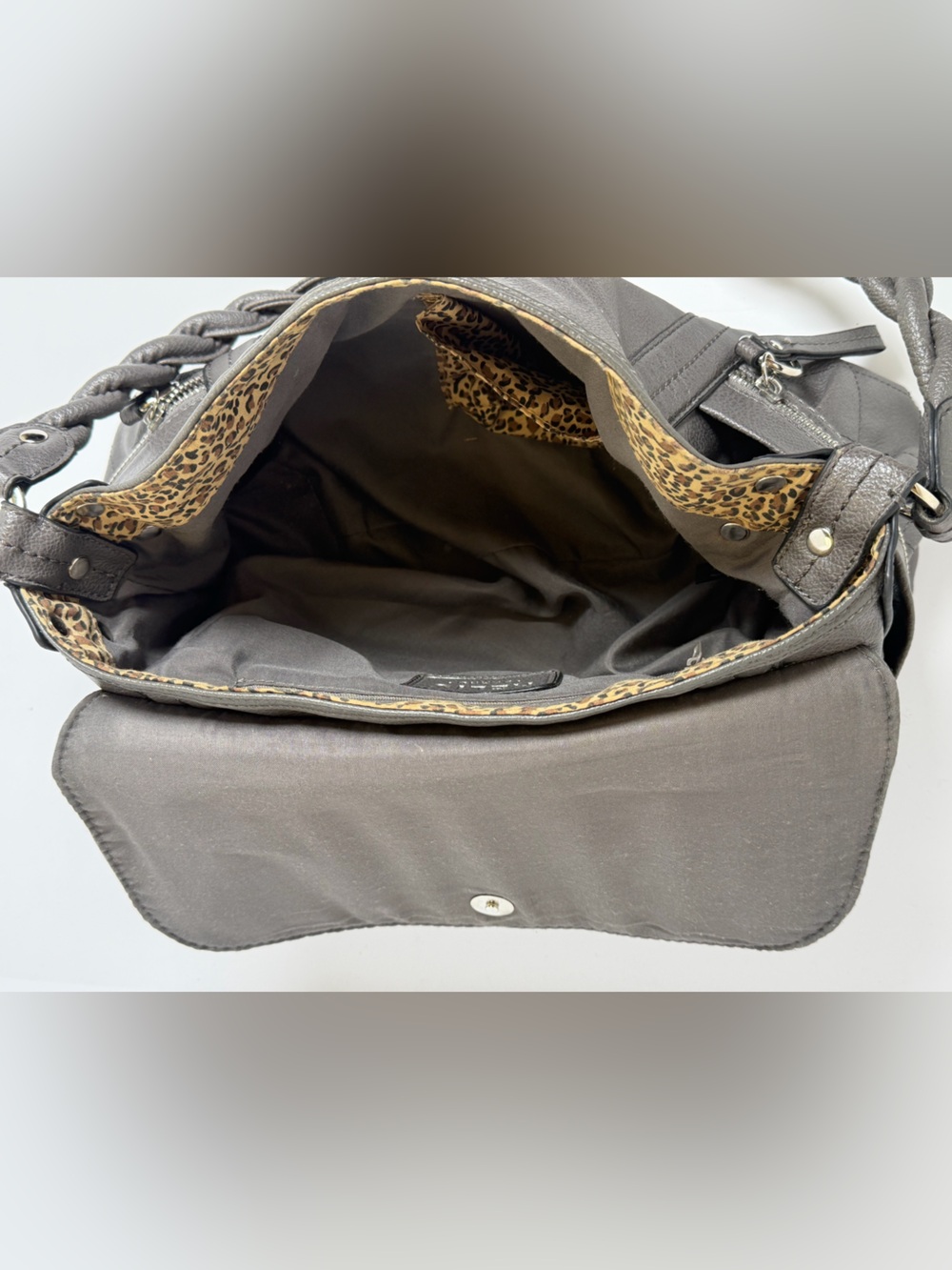 Relic by Fossil Gray Ruched Hobo Bag with Braided Strap - Picture 5 of 7